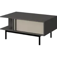 Mirjan 24 Couchtisch Alsy REG 12, Couchtisch mit Schubladen, Schwarze Metallfüße (Farbe: Anthrazit / Hellbeige)