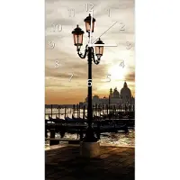 Wallario Design Wanduhr bedruckt, Größe 30 x 60 cm, Motiv: Venedig - Lagune bei Sonnenuntergang