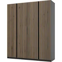 Masseno Drehtürenschrank CAGLIARI 200/239/61,9 cm 4-türig Schlafzimmer Schrank Kleiderschrank Schwarz