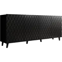 Mirjan 24 Kommode Asti, Wohnzimmer Highboard mit 4 Türen, Stilvoll Fronten gefräst, Ohne Griffe (Farbe: Schwarz)