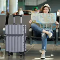 UnboxG Kofferset 2-teilig Grau, ABS Hartschale Trolley 20" & 24", Leichtgewicht Reisekoffer mit 360° Doppelrollen, TSA Zahlenschloss, Handgepäck & Mittelgroß