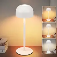 ZMH LED Tischlampe weiß Kabellos nachttischlampe Touch Dimmbar Tischleuchte mit 3 Farbtemperaturen USB Aufladbar Akku Höhenverstellbar Wasserdichte