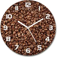 Tulup Wanduhr aus Glas 30fi Glasbild Glasuhr Gehärtetes Glas - weisse-zeiger - Coffee beans