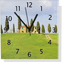 Wallario Design Wanduhr Villa auf einem Hügel in der Toskana aus Aluverbund, Größe 30 x 30 cm