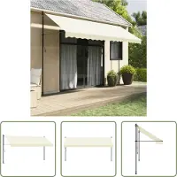 The Living Store Markise Einziehbar Creme 400x150 cm Stoff und Stahl