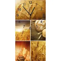 Wallario Design Wanduhr Getreide und Brotsorten aus Weizen aus Echtglas, Größe 30 x 60 cm