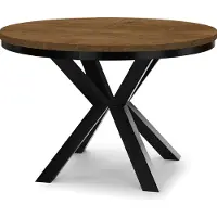 Dekori.Interiors Ausziehbarer runder Esstisch Schwarz RAL 110/210 cm, Eiche Lefkas mit Ring-Gestell – Loft, rustikal