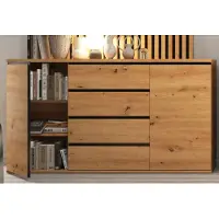 Feldmann-Wohnen Kommode Naxos Sideboard 151x40x86cm artisan eiche schwarz matt