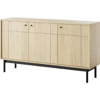 Masseno Kommode GIAPPONESE 154 cm Sideboard mit 3 Türen für Wohnzimmer Schlafzimmer Modern 154x39x84 cm Eichefarben / Eichefarben