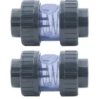 Haf 2x PVC Rückschlagventil Transparent mit 63mm | Klebemuffe x Klebemuffe | Kegelrückschlagventil aus grauem PVC | PN16 für Rohr, Verrohrung & Teich