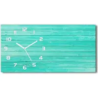 Tulup Wanduhr aus Glas – 60x30 cm - Glasbild - Glasuhr - Gehärtetes Glas - weisse-zeiger - grüne Bretter