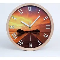 Tulup Holzuhr 25fi cm wanduhr - weiße Spitzen - maldives Bungalows