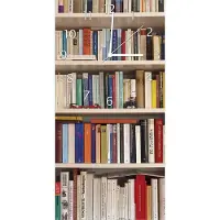 Wallario Design Wanduhr Weißes Bücherregal mit unterschiedlichen Büchern aus Echtglas, Größe 30 x 60 cm