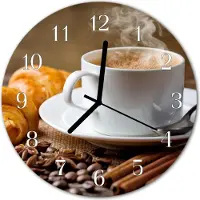 Tulup Glasuhr Wanduhr Küchenuhr Echt-Glas 30fi cm Zimt Anis braun