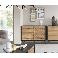 Feldmann-Wohnen Kommode Diamond Sideboard 103,5cm Evoke Oak schwarz