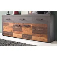 Inn.Furn Sideboard "Indy" Used Wood Vintage mit grau Kommode 4-türig 180 cm