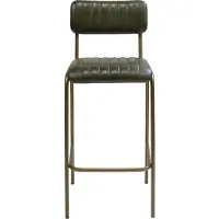 Trademark living Barhocker Diner mit gestepptem Leder - Grün/Messing