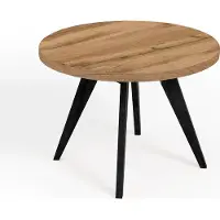 Dekori.Interiors Runder ausziehbarer Esstisch Schwarz LORA 90/190 cm, Eiche Wotan mit Buchenholzgestell – Skandi, Loft