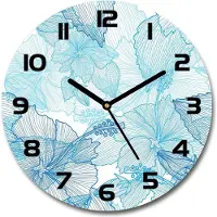Tulup Wanduhr aus Glas 30fi Glasbild Glasuhr Gehärtetes Glas - schwarze-zeiger - Hawaiian flowers