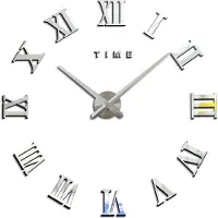 Zelurxx Vintage-Wanduhr, 70–120 cm, römische Ziffern, Retro Industriedesign, 47 Zoll, springende Sekunde, Acryl, für Wohnzimmer, Schlafzimmer, Silber