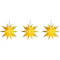 Sterntaler 3D LED Sternenkette Lichterkette mit 3 gelben Sternen Ø 12 cm mit Batteriefach Weihnachtsstern Adventsstern Ministern Innen Kunststoff Stern Leuchtstern Deko für innen Indoor