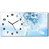 Tulup Wanduhr aus Glas – 60x30 cm - Glasbild - Glasuhr - Gehärtetes Glas - schwarze-zeiger - Löwenzahn