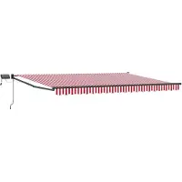 Syfax Manuelle Markise mit Solar-LED 4,5 x 3 m Rot und weiße Streifen