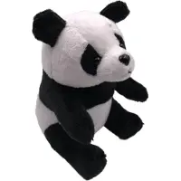 Onwomania Plüschtier Kuscheltier Stoff Tier Panda Bär sitzend schwarz weiß 16 cm