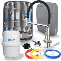 ARI Wasserfilter Set RO7 Slim mit 3-Wege Küchenarmatur Inox, 7-stufige Umkehrosmose, Mineralisierung