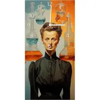 Wallario Design Wanduhr bedruckt, Größe 30 x 60 cm, Motiv: Visionäre Chemikerin