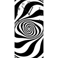 Wallario Design Wanduhr Optische Täuschung - Zebra Muster - schwarz weiß aus Echtglas, Größe 30 x 60 cm