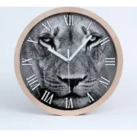 Tulup Holzuhr 20fi cm wanduhr - weiße Spitzen - Portrait eines Löwen