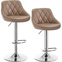 Woltu 2er Set Barhocker Barstuhl leichte reinige Kunstleder, Gute gepolsterte Sitzfläche, Höhenverstellbar 360° Drehbar, Farbwahl, Khaki