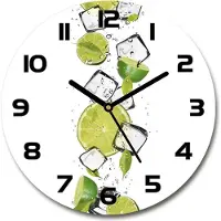 Tulup Wanduhr aus Glas 30fi Glasbild Glasuhr Gehärtetes Glas - schwarze-zeiger - Lime with ice