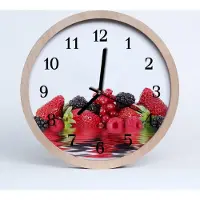 Tulup Holzuhr 30fi cm wanduhr - Früchte Erdbeeren Himbeeren