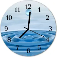 Tulup Glasuhr Wanduhr Küchenuhr Echt-Glas 30fi cm Wasser blau