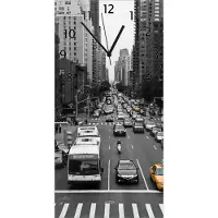 Wallario Design Wanduhr bedruckt, Größe 30 x 60 cm, Motiv: New York Yellow Taxi I