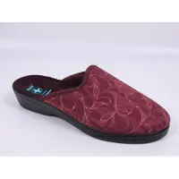 Adanex Damen Hausschuhe organic 29830 bordeaux mit Blattmotiv, geschlossene Spitze