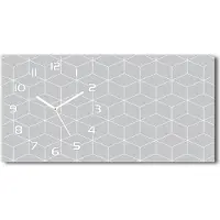 Tulup Wanduhr aus Glas – 60x30 cm - Glasbild - Glasuhr - Gehärtetes Glas - weisse-zeiger - Geometrischer Hintergrund