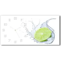 Tulup Wanduhr aus Glas – 60x30 cm - Glasbild - Glasuhr - Gehärtetes Glas - weisse-zeiger - Limette