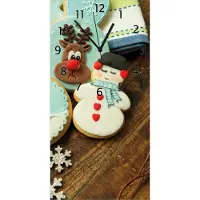 Wallario Design Wanduhr Weihnachten in der Küche - Plätzchen auf einem Holztisch aus Echtglas, Größe 30 x 60 cm