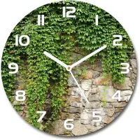 Tulup Wanduhr aus Glas 30fi Glasbild Glasuhr Gehärtetes Glas - weisse-zeiger - Green ivy