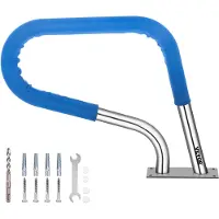 Vevor Pool Rail 30x22" Pool Railing 304 Stainless Steel 250LBS Load Capacity Silver Rustproof Pool Handrail Humanized Swimming Pool Handrail with Blue Grip Cover & M8 Drill Bit & Self-taping Screws