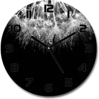 Tulup Wanduhr aus Glas 30fi Glasbild Glasuhr Gehärtetes Glas - schwarze-zeiger - Dandelion seeds