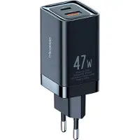 Mcdodo 47W GaN Wandladegerät 1x PD USB-C (Typ-C) 1x USB Anschluss Handy-Ladegerät Schnell-Ladegerät schwarz