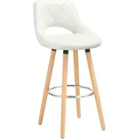Woltu Barhocker mit Lehne Fußstütze, aus Kunstleder Holzgestell, Optimal Komfort, Weiß