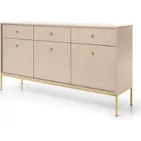 Masseno Kommode MONDO 154 cm Sideboard mit 3 Schubladen und 3 Türen für Wohnzimmer Schlafzimmer Modern 154x39x83 cm Beige / Beige