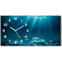 Tulup Wanduhr aus Glas – 60x30 cm - Glasbild - Glasuhr - Gehärtetes Glas - weisse-zeiger - Unterwasserwelt