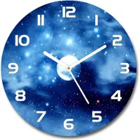 Tulup Wanduhr aus Glas 30fi Glasbild Glasuhr Gehärtetes Glas - weisse-zeiger - full moon