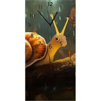 Wallario Design Wanduhr Snail on Tree aus Echtglas, Größe 30 x 60 cm